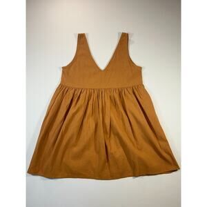 Audrey 3+1 Linen Look Sleeveless Mini Dress Rust Orange BABYDOLL Sz S